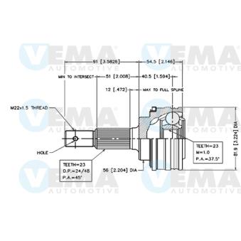 Embout de cardan avant (kit de réparation) VEMA OEM 4342010060