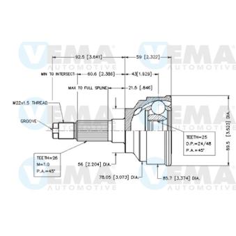 Embout de cardan avant (kit de réparation) VEMA OEM G01325600