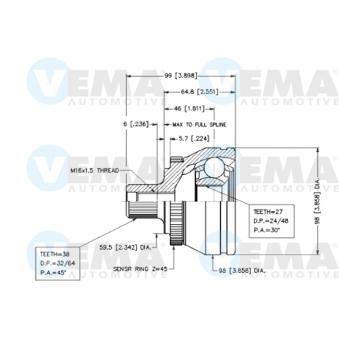 Embout de cardan avant (kit de réparation) VEMA OEM 4D0498099AX
