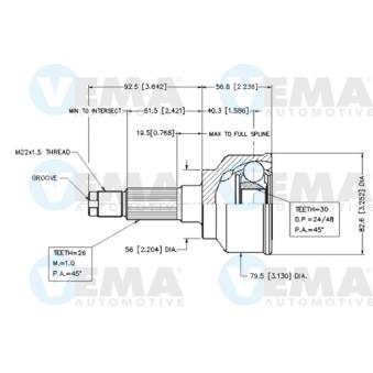Embout de cardan avant (kit de réparation) VEMA OEM F03725500A