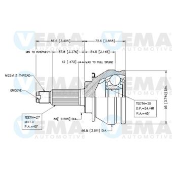 Embout de cardan avant (kit de réparation) VEMA OEM 28021AA150