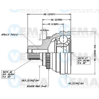 Embout de cardan avant (kit de réparation) VEMA OEM 441407305B