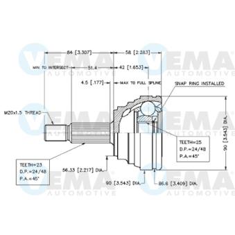 Embout de cardan avant (kit de réparation) VEMA OEM 7701349955