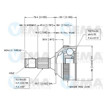 Embout de cardan avant (kit de réparation) VEMA OEM 3273L4