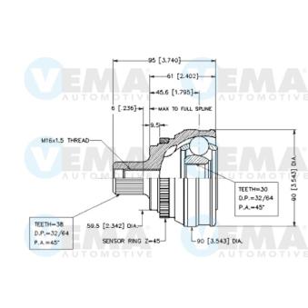 Embout de cardan avant (kit de réparation) VEMA OEM 4A0498099C