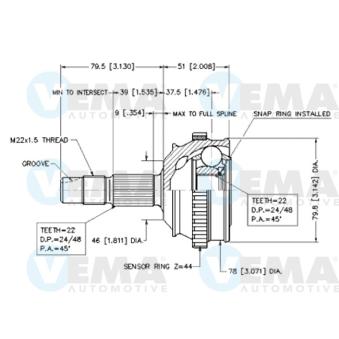 Embout de cardan avant (kit de réparation) VEMA OEM 46307108