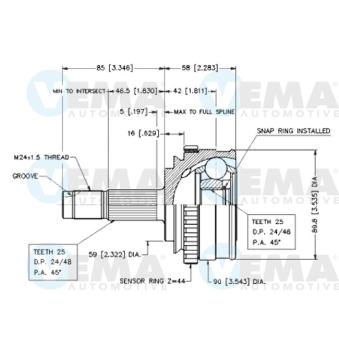 Embout de cardan avant (kit de réparation) VEMA [18585]