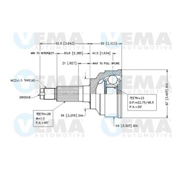 Embout de cardan avant (kit de réparation) VEMA OEM G56822510B Embout de cardan avant (kit de réparation) VEMA OEM G56822510B