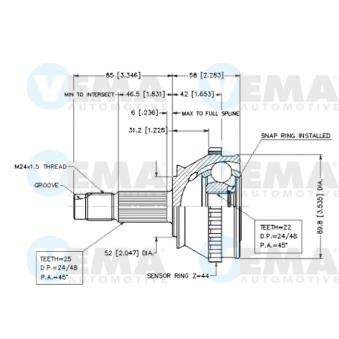 Embout de cardan avant (kit de réparation) VEMA OEM 46307083