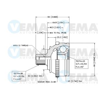 Embout de cardan avant (kit de réparation) VEMA OEM 701407321C Embout de cardan avant (kit de réparation) VEMA OEM 701407321C