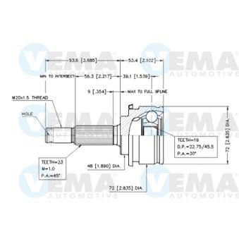 Embout de cardan avant (kit de réparation) VEMA OEM 392114F125