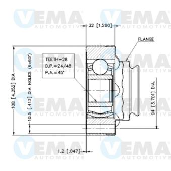 Embout de cardan avant (kit de réparation) VEMA OEM 701407331B