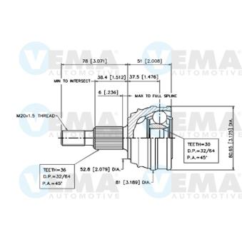 Embout de cardan avant (kit de réparation) VEMA OEM 1H0498099A Embout de cardan avant (kit de réparation) VEMA OEM 1H0498099A