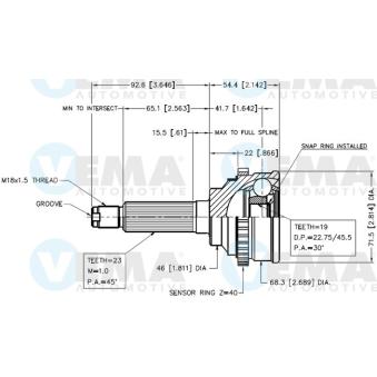 Embout de cardan avant (kit de réparation) VEMA OEM 96273571