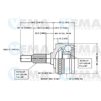 Embout de cardan avant (kit de réparation) VEMA OEM 3300036