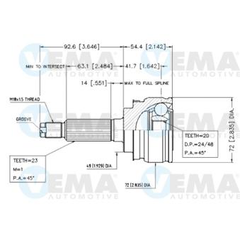 Embout de cardan avant (kit de réparation) VEMA OEM 4410280E01000