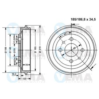 Tambour de frein VEMA OEM SE022165201A