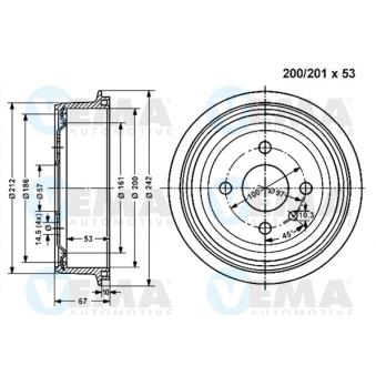 Tambour de frein VEMA OEM 568057 Tambour de frein VEMA OEM 568057