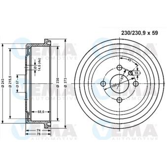 Tambour de frein VEMA OEM 90077720