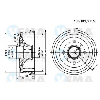 Tambour de frein VEMA OEM 7701463277