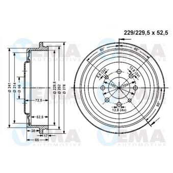 Tambour de frein VEMA OEM 7700710511 Tambour de frein VEMA OEM 7700710511