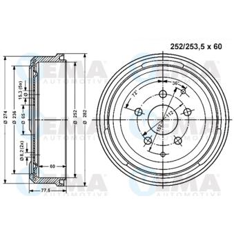 Tambour de frein VEMA OEM 211609615 Tambour de frein VEMA OEM 211609615