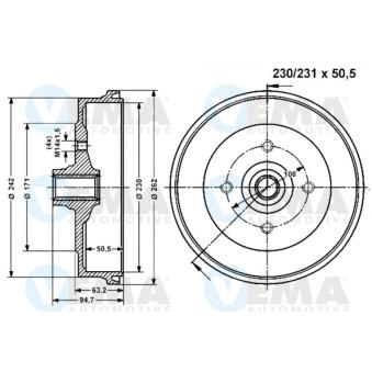 Tambour de frein VEMA OEM 477501615A