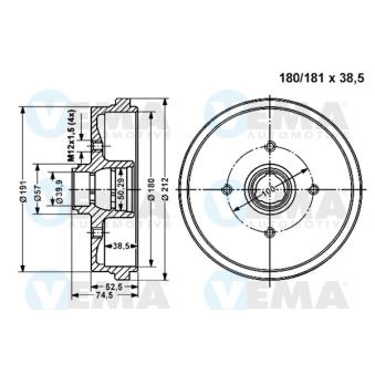 Tambour de frein VEMA OEM 171501615