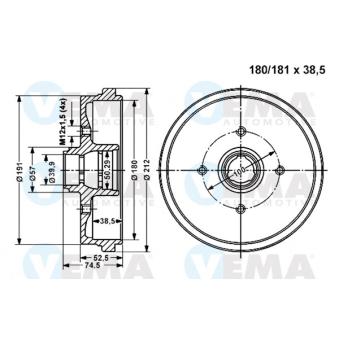 Tambour de frein VEMA OEM 3055016151