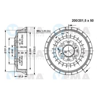 Tambour de frein VEMA OEM 21083502070