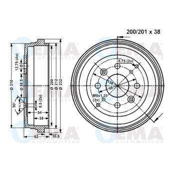 Tambour de frein VEMA OEM 115330191 Tambour de frein VEMA OEM 115330191