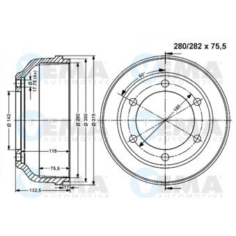 Tambour de frein VEMA OEM 92VB1126RD