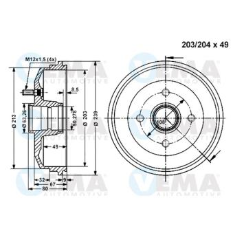 Tambour de frein VEMA OEM 6920711