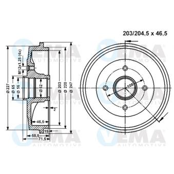 Tambour de frein VEMA OEM 424741 Tambour de frein VEMA OEM 424741