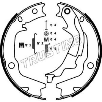 Jeu de mâchoires de frein, frein de stationnement TRUSTING 046.222K Jeu de mâchoires de frein, frein de stationnement TRUSTING 046.222K