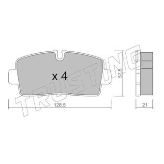 Jeu de 4 plaquettes de frein arrière TRUSTING [1380.0]