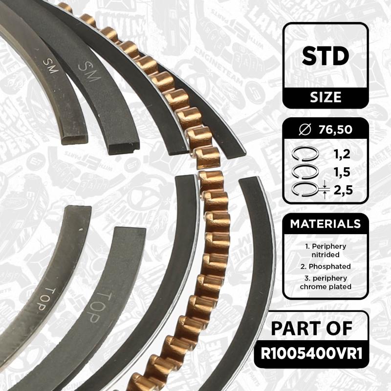 Jeu de segments de pistons ET ENGINETEAM R1005400VR1 - Visuel 1