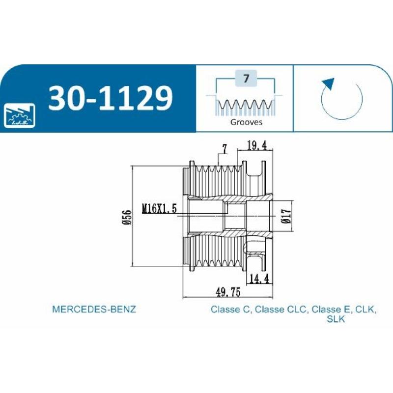 Poulie roue libre, alternateur IJS GROUP 30-1129 - Visuel 1