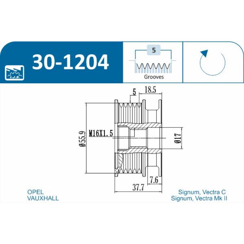 Poulie roue libre, alternateur IJS GROUP 30-1204 - Visuel 1