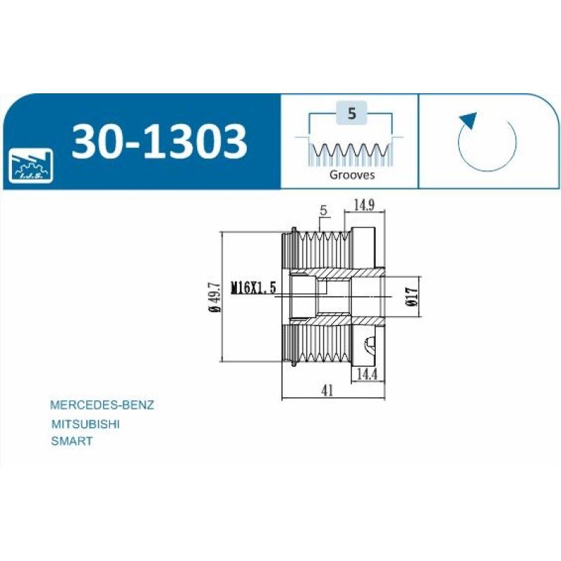 Poulie roue libre, alternateur IJS GROUP 30-1303 - Visuel 1