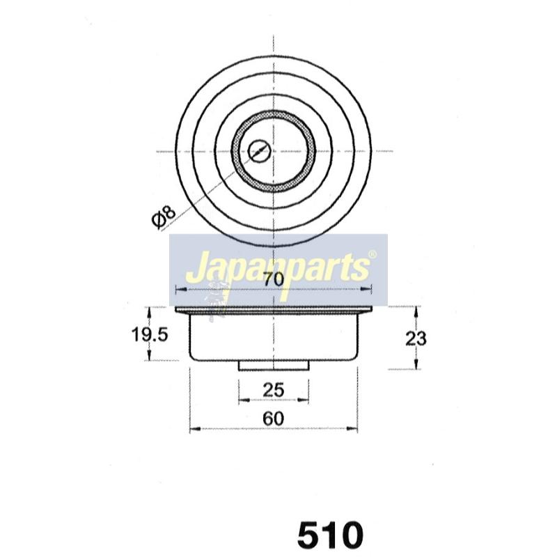 Galet tendeur, courroie crantée JAPANPARTS BE-510 - Visuel 1