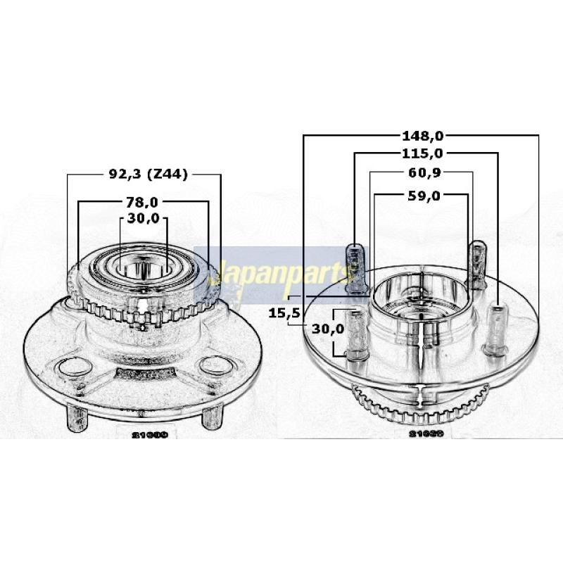 Moyeu de roue arrière JAPANPARTS KK-21039 - Visuel 2