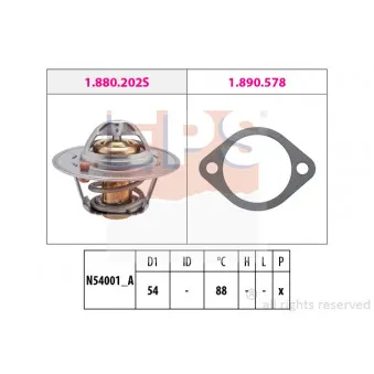 Thermostat d'eau EPS 1.880.358 pour FORD TRANSIT 1.7 900 - 65cv