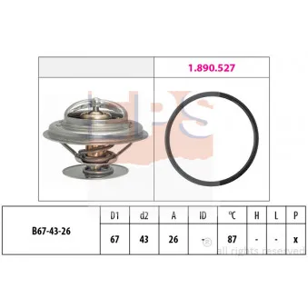 Thermostat d'eau EPS 1.880.385 pour MERCEDES-BENZ CLASSE E E 280 - 197cv
