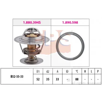 Thermostat d'eau EPS 1.880.394 pour FORD FIESTA 1.8 XR2i 16V - 130cv