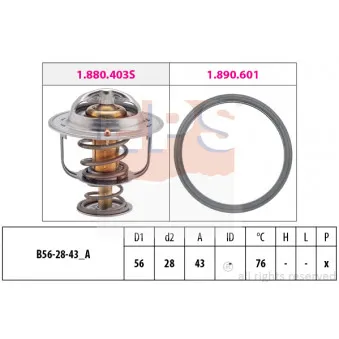 Thermostat d'eau EPS 1.880.403 pour MITSUBISHI Canter (FB7, FB8, FE7, FE8) 3C13 - 125cv