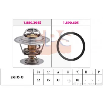 Thermostat d'eau EPS 1.880.483 pour FORD FIESTA 1.8 D - 60cv