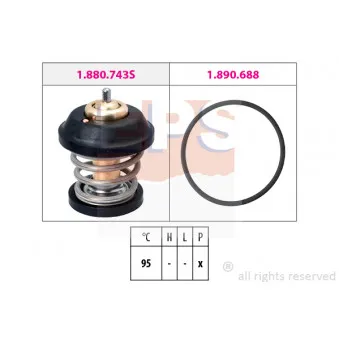 Thermostat d'eau EPS 1.880.743 pour VOLKSWAGEN PASSAT 1.8 TSI - 152cv