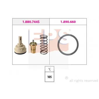 Thermostat d'eau EPS 1.880.744 pour VOLKSWAGEN PASSAT 1.4 TSI - 122cv