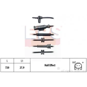 Capteur, vitesse de roue EPS 1.960.139 pour FIAT 500L 1.6 D Multijet - 105cv